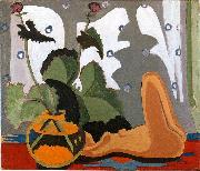 Ernst Ludwig Kirchner Stil-life with sculpture in front of a window oil on canvas
